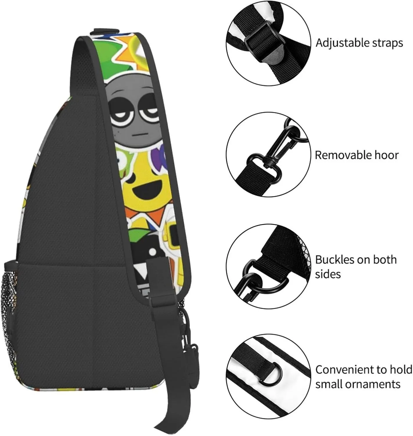Sprunki Sling Backpack Chest Bag Crossbody Shoulder Bag,Travel Hiking Daypack For Men Women Camping Gym