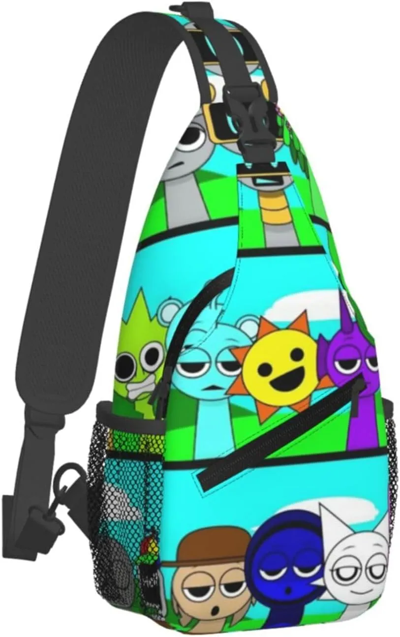 Sprunki Sling Backpack Chest Bag Crossbody Shoulder Bag,Travel Hiking Daypack For Men Women Camping Gym