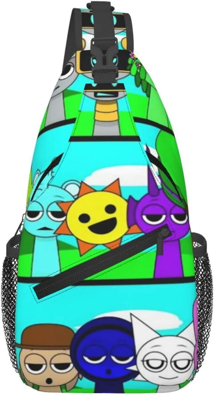 Sprunki Sling Backpack Chest Bag Crossbody Shoulder Bag,Travel Hiking Daypack For Men Women Camping Gym