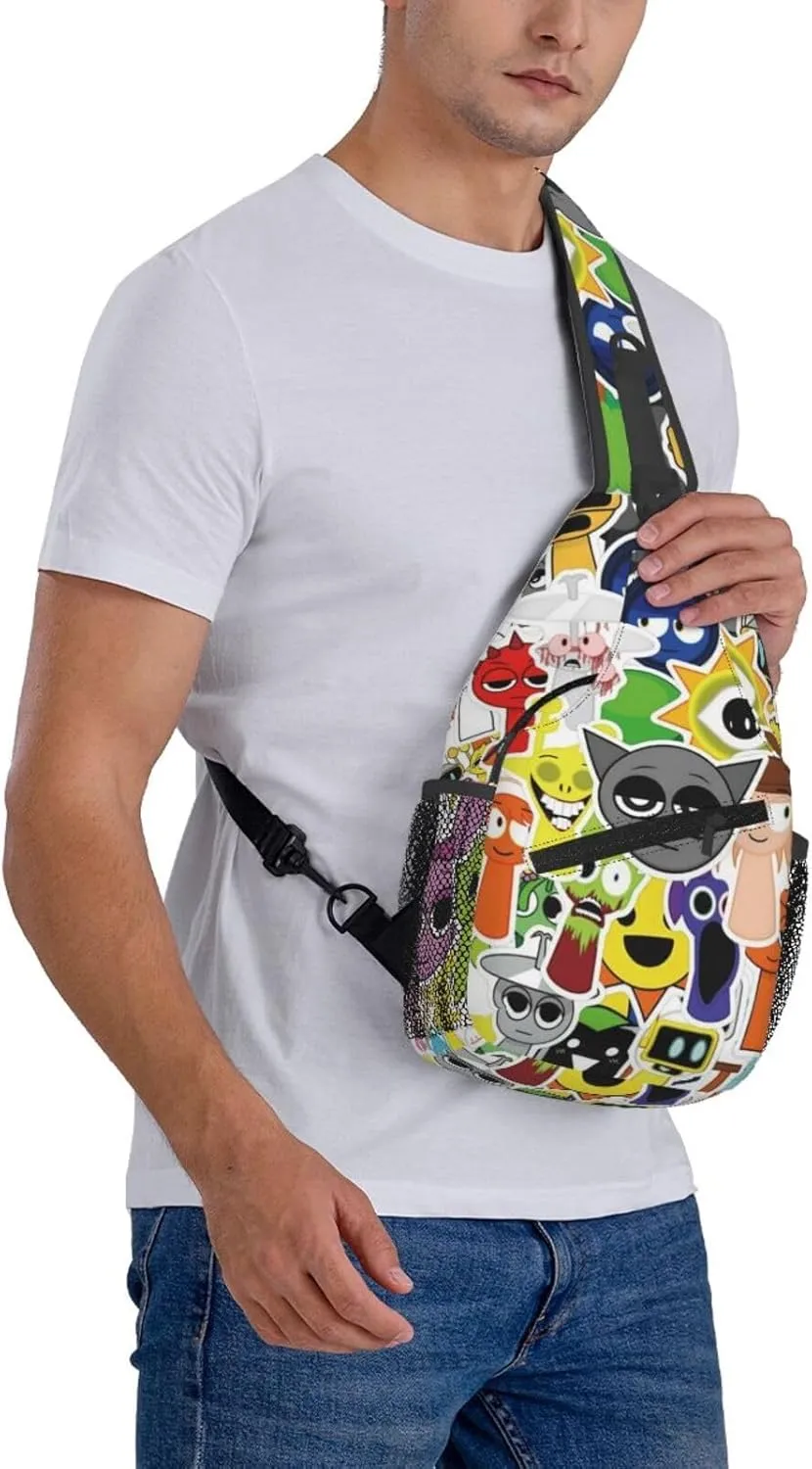 Sprunki Sling Backpack Chest Bag Crossbody Shoulder Bag,Travel Hiking Daypack For Men Women Camping Gym