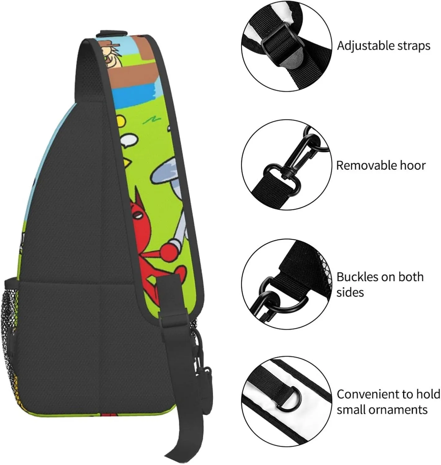 Sprunki Sling Backpack Chest Bag Crossbody Shoulder Bag,Travel Hiking Daypack For Men Women Camping Gym