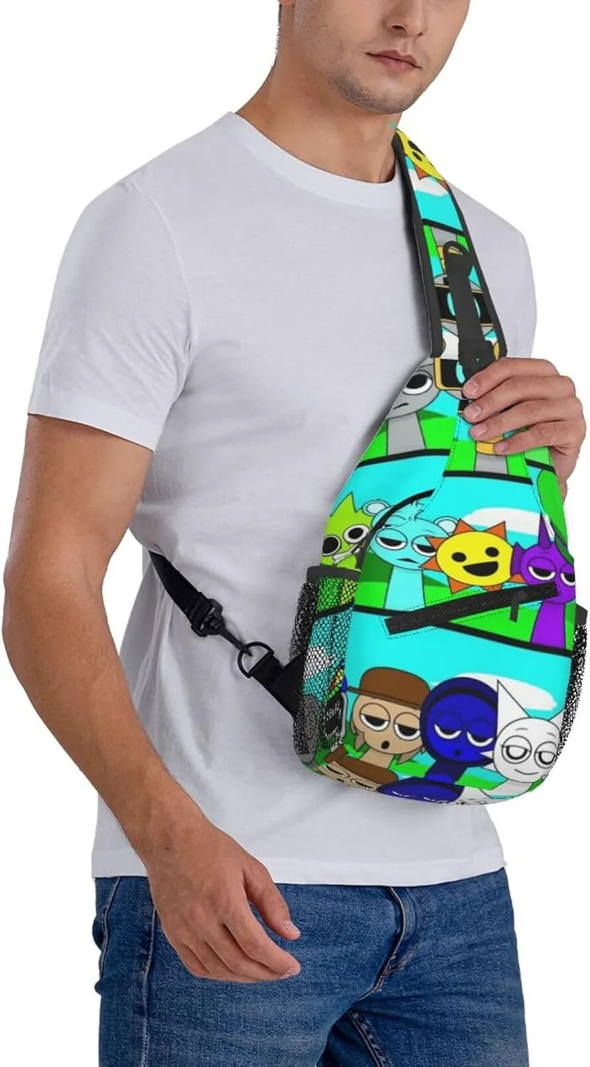 Sprunki Sling Backpack Chest Bag Crossbody Shoulder Bag,Travel Hiking Daypack For Men Women Camping Gym