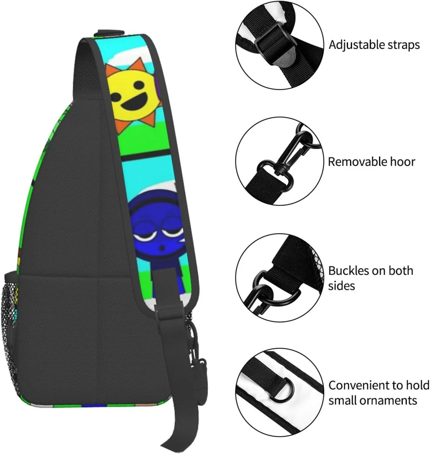 Sprunki Sling Backpack Chest Bag Crossbody Shoulder Bag,Travel Hiking Daypack For Men Women Camping Gym