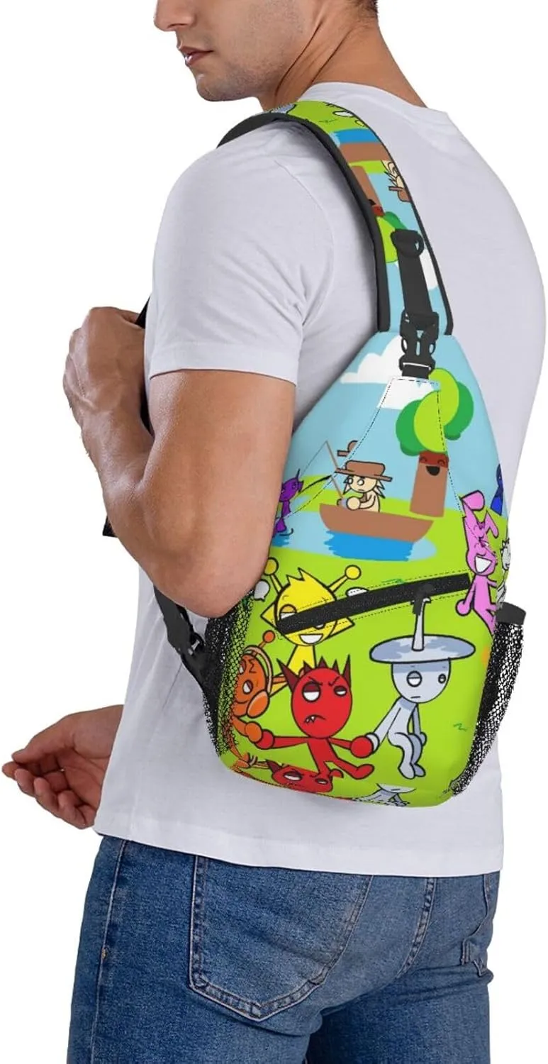 Sprunki Sling Backpack Chest Bag Crossbody Shoulder Bag,Travel Hiking Daypack For Men Women Camping Gym