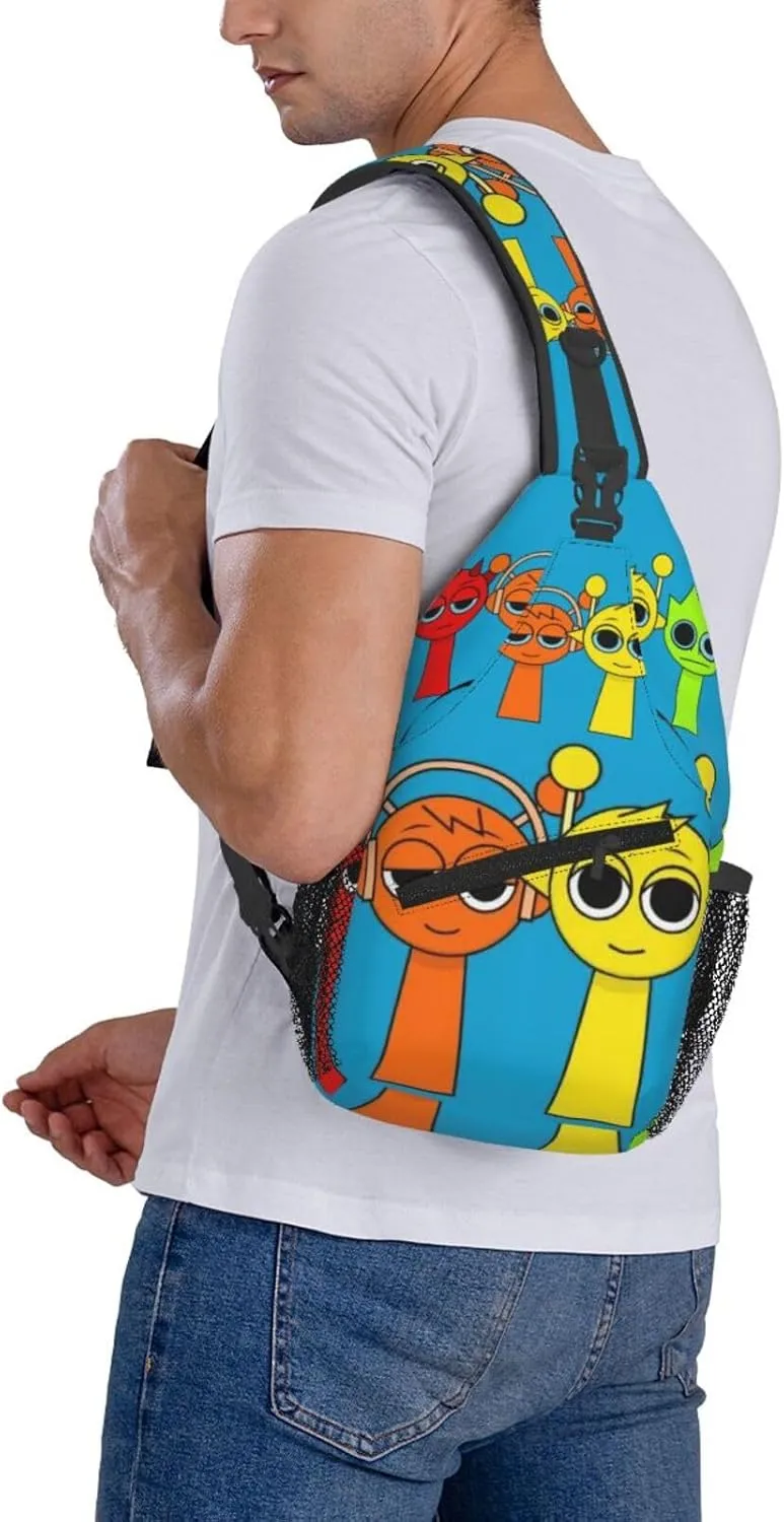 Sprunki Sling Backpack Chest Bag Crossbody Shoulder Bag,Travel Hiking Daypack For Men Women Camping Gym