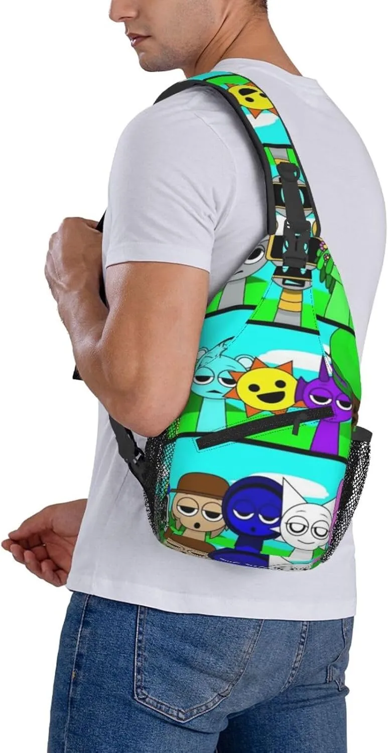 Sprunki Sling Backpack Chest Bag Crossbody Shoulder Bag,Travel Hiking Daypack For Men Women Camping Gym