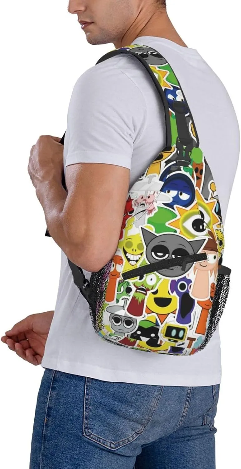 Sprunki Sling Backpack Chest Bag Crossbody Shoulder Bag,Travel Hiking Daypack For Men Women Camping Gym