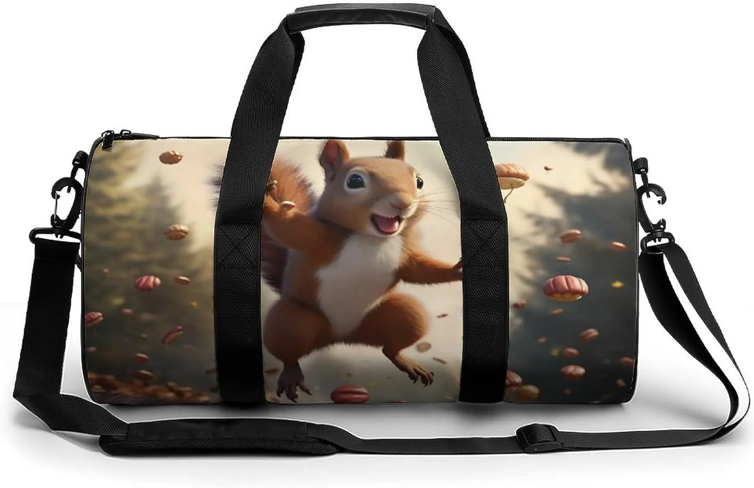 Squirrel Love Walnuts Travel Duffel Bag Gym Bags Sports Tote Shoulder Weekender Handbag for Men Women
