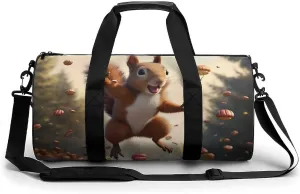 Squirrel Love Walnuts Travel Duffel Bag Gym Bags Sports Tote Shoulder Weekender Handbag for Men Women