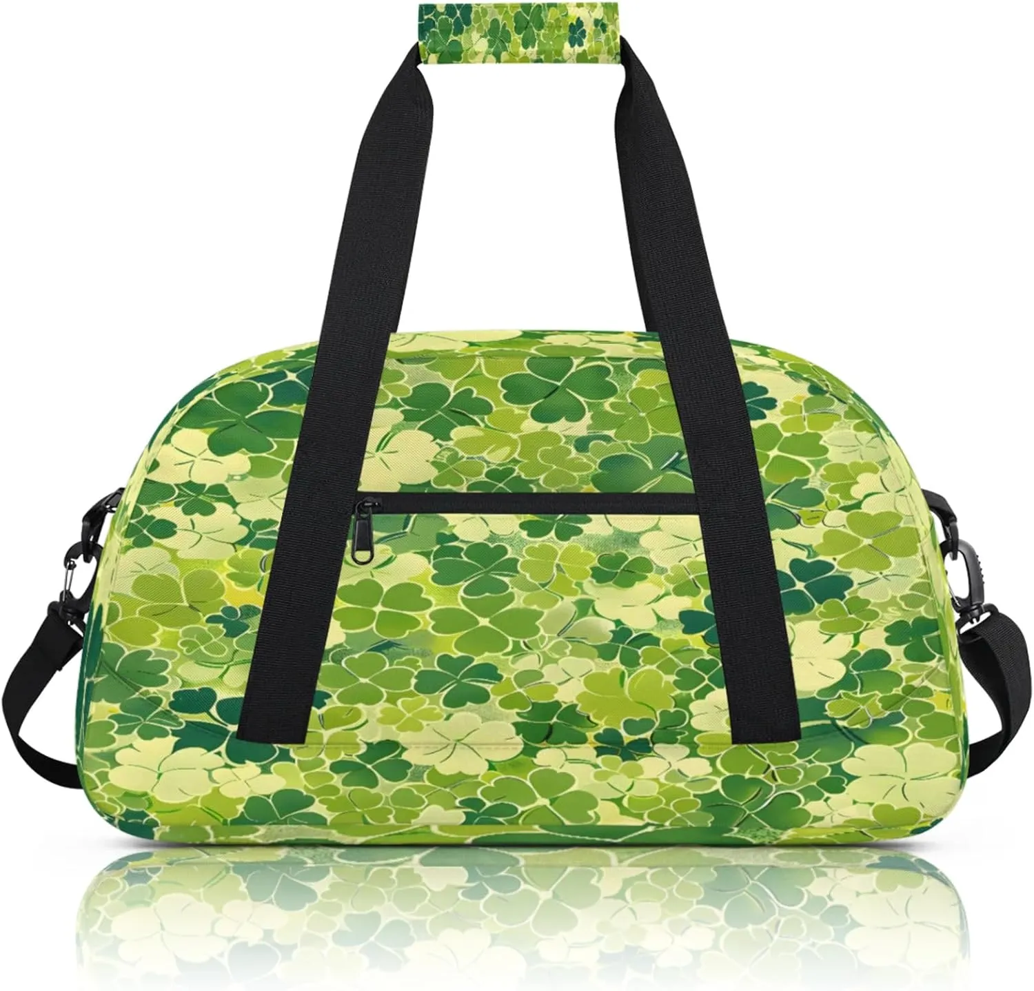 St. Patrick's Day Shamrock Clover Small Gym Bag 18 inch Carry On Duffel Bag for Weekender Travel Sports Workout Yoga Gymnastics Dance Ballet