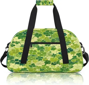 St. Patrick's Day Shamrock Clover Small Gym Bag 18 inch Carry On Duffel Bag for Weekender Travel Sports Workout Yoga Gymnastics Dance Ballet