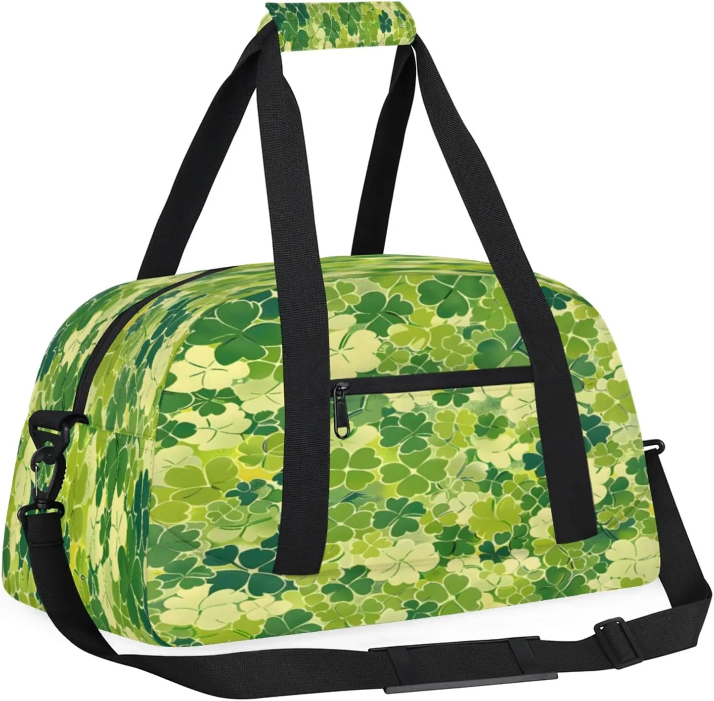 St. Patrick's Day Shamrock Clover Small Gym Bag 18 inch Carry On Duffel Bag for Weekender Travel Sports Workout Yoga Gymnastics Dance Ballet