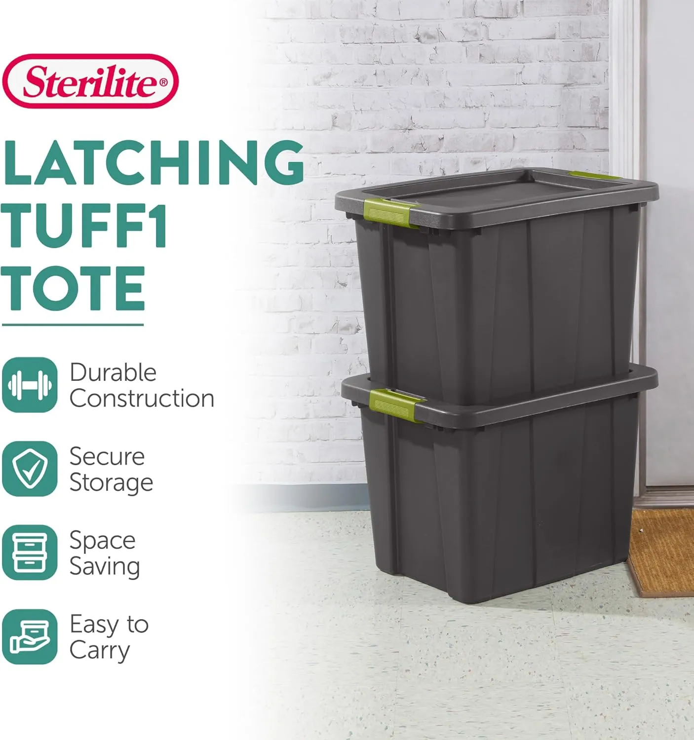 Sterilite 6-Pack Storage Bins with Lids, Heavy Duty Totes, 18 Gallon, Flat Gray