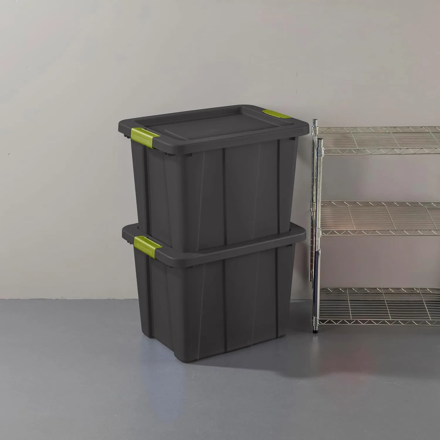 Sterilite 6-Pack Storage Bins with Lids, Heavy Duty Totes, 18 Gallon, Flat Gray