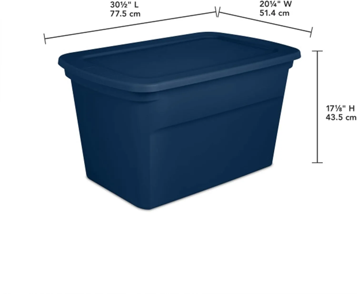 Sterilite 6-Pack Tote, Plastic Storage Bins with Snap Lids, 30 Gallon, Marine Blue - Stackable Home Organizers with In-Molded Handles for Bedroom, Garage, Basement and Attic