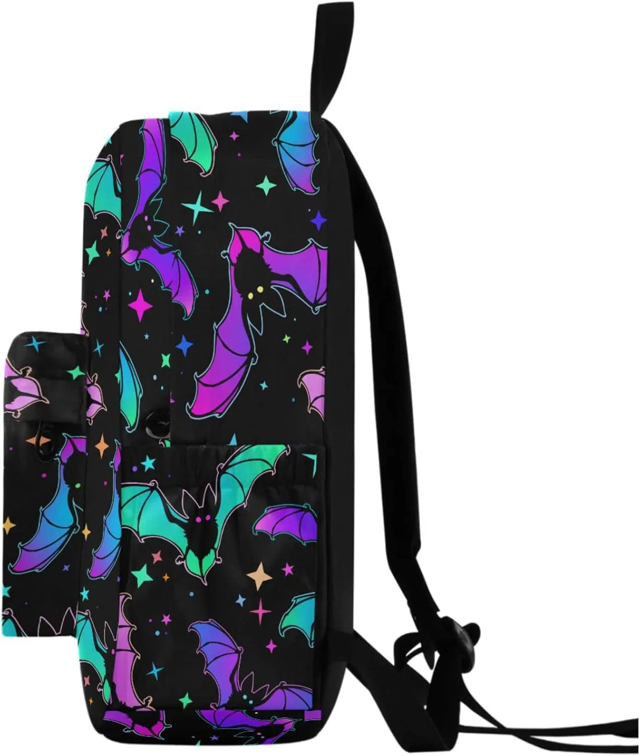 Stylish Rainbow Colors Bats Stars Unisex Travel Laptop Backpack Durable Large Computer Bag Ideal for Back to School Bookbags Work