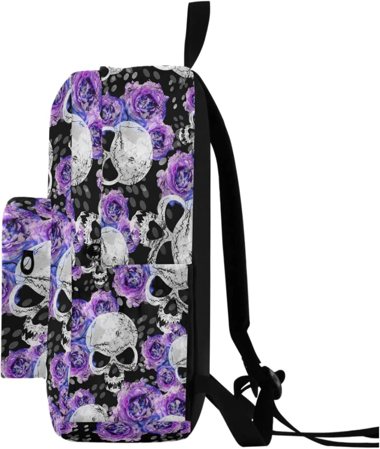 Stylish Skull Purple Rose Large Portable Laptop Backpack,Durable Travel Bag for Men Women School Bookbag Work Fit 16.5 Inch Notebook