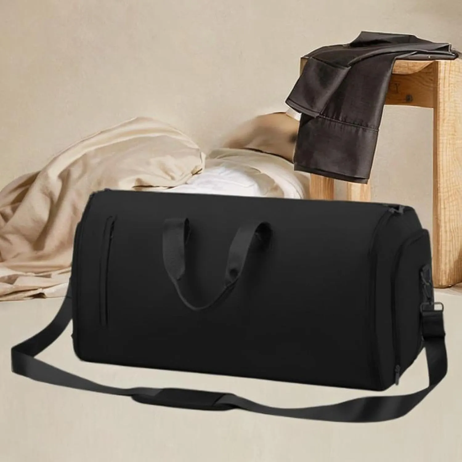 Suit Bag Tote Portable Business Travel Bag for Hiking for Men Women Trip Holiday, Black