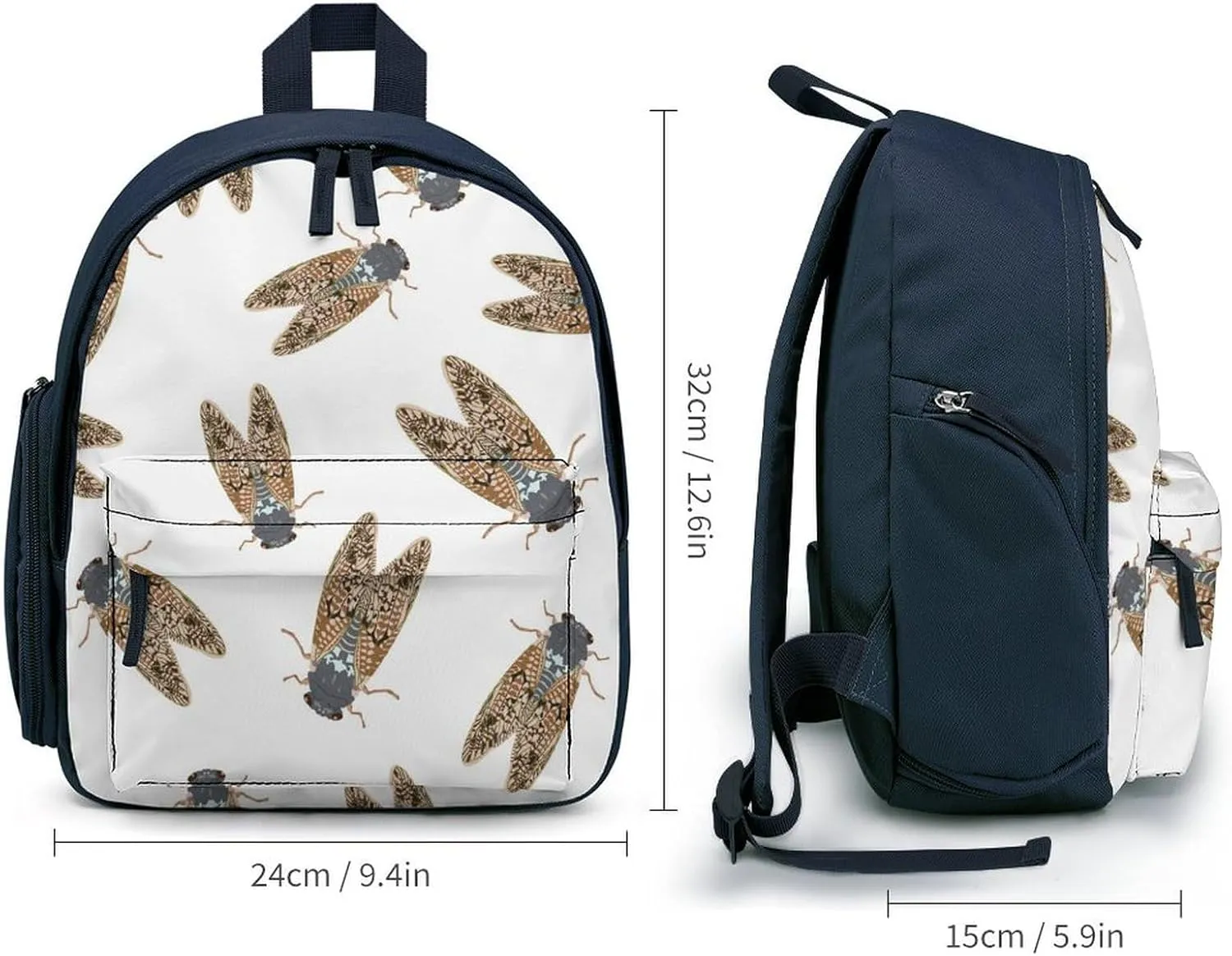 Summer Cicada Cute Backpack Lightweight Travel Daypack Basic Notebook Bag with Pockets