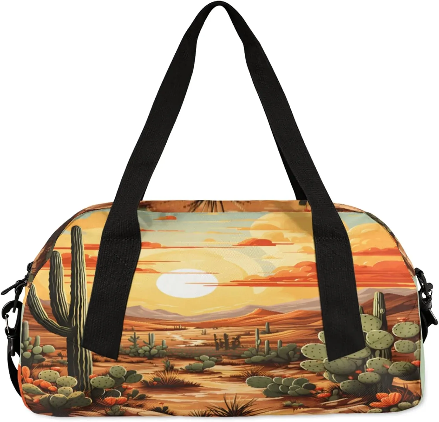 Sun Cactus Kids Duffel Bag Lightweight Waterproof Sports Gym Bag with Front Zipper Pocket Foldable Weekender Overnight Bag for School Practice Gymnastic Ballet