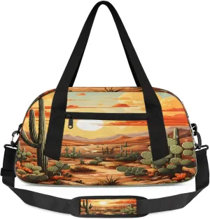 Sun Cactus Kids Duffel Bag Lightweight Waterproof Sports Gym Bag with Front Zipper Pocket Foldable Weekender Overnight Bag for School Practice Gymnastic Ballet