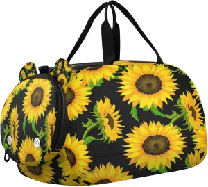 Sunflower Kids Overnight Sports Duffel Bags with Shoe Compartment & Wet Pocket Travel Sport Gym Bag for Girls Boys