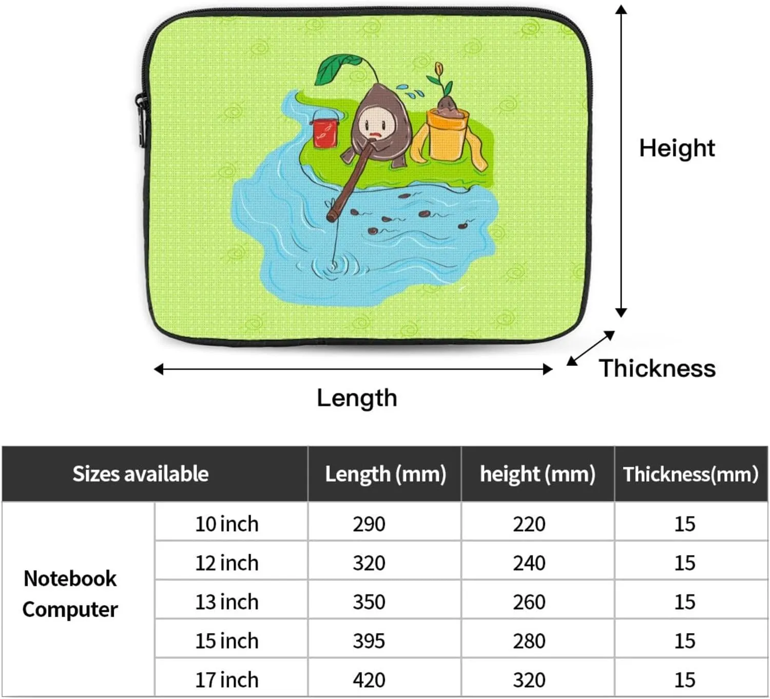 Sunflower Seeds Fishing Shockproof Portable Laptop Sleeve Bag 13 inch - Slim and Lightweight Laptop Case for Daily Use, Travel, and Business