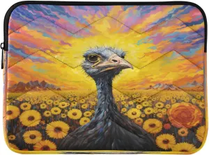 Sunflowers Ostrich Laptop Sleeve Bag Compatible for 13-14 inch Notebook, Water Resistant Computer Case Laptop Polyester Vertical Carrying Case