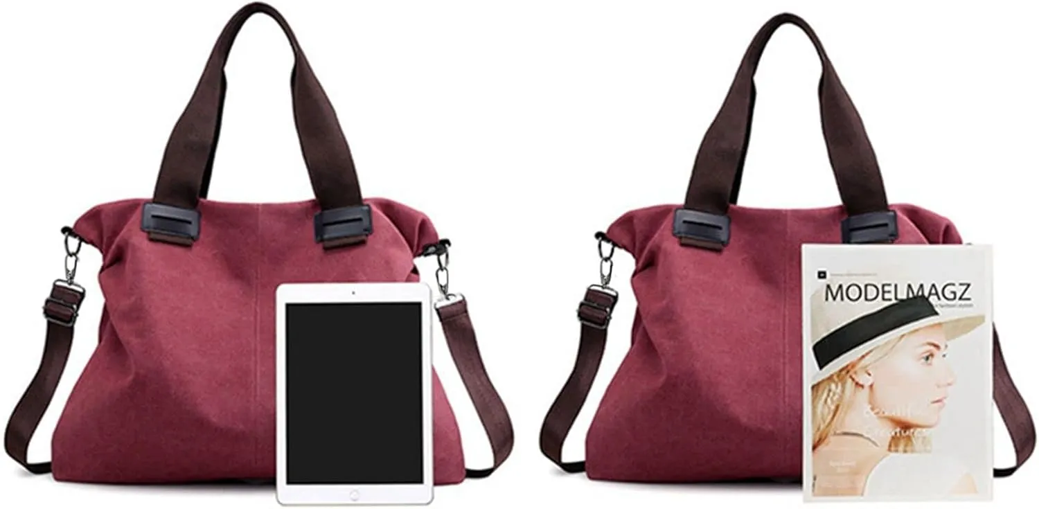 Sunshinejing Women's Canvas Tote Bag Shoulder Crossbody Purses Work Travel Handbag Hobo Bag