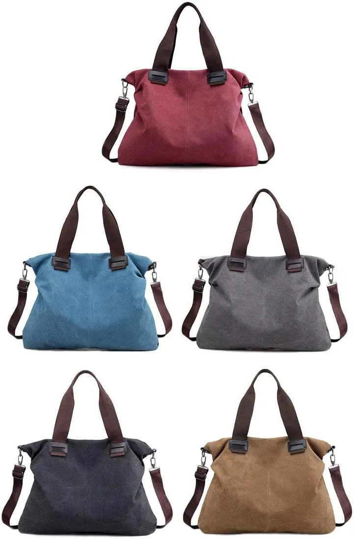 Sunshinejing Women's Canvas Tote Bag Shoulder Crossbody Purses Work Travel Handbag Hobo Bag