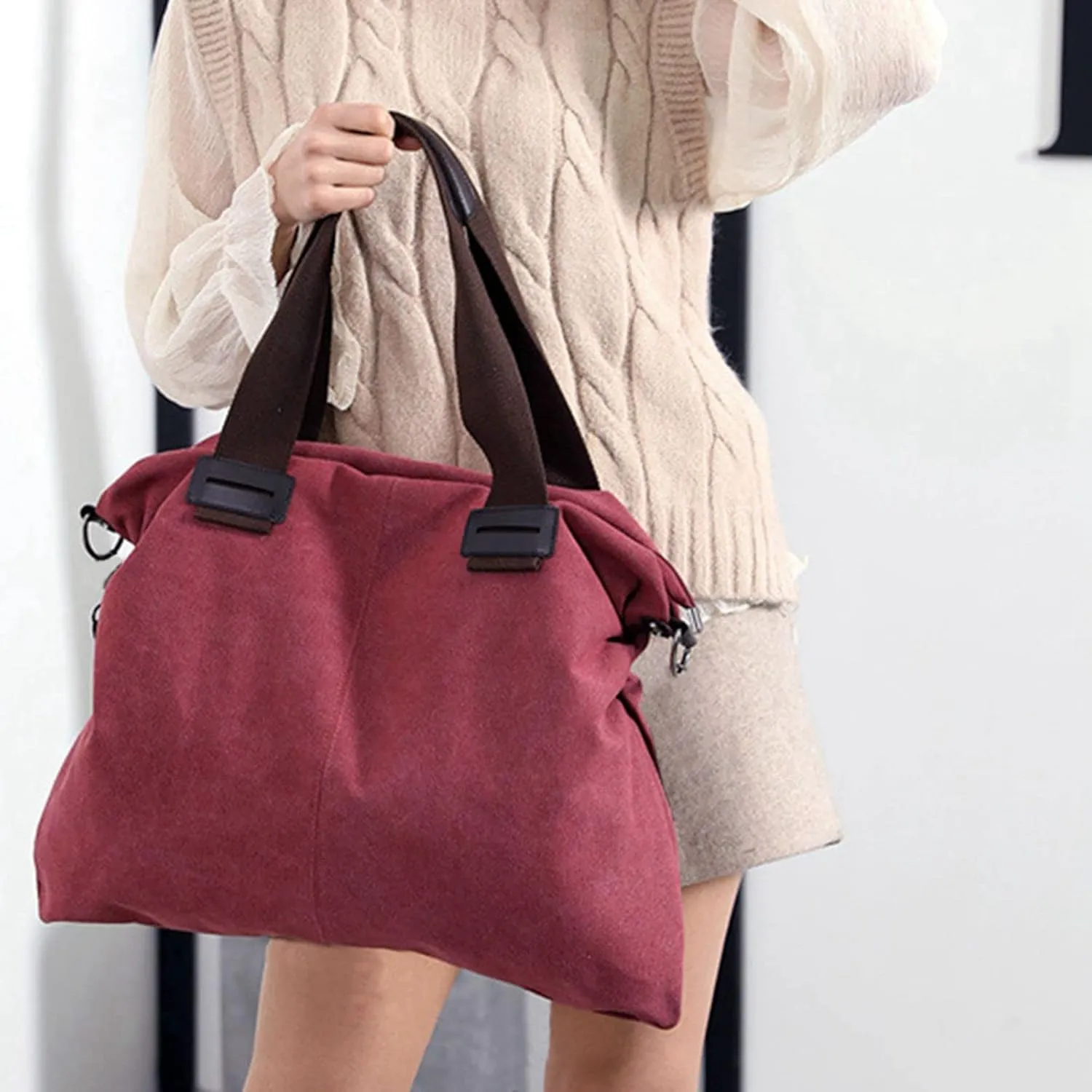Sunshinejing Women's Canvas Tote Bag Shoulder Crossbody Purses Work Travel Handbag Hobo Bag