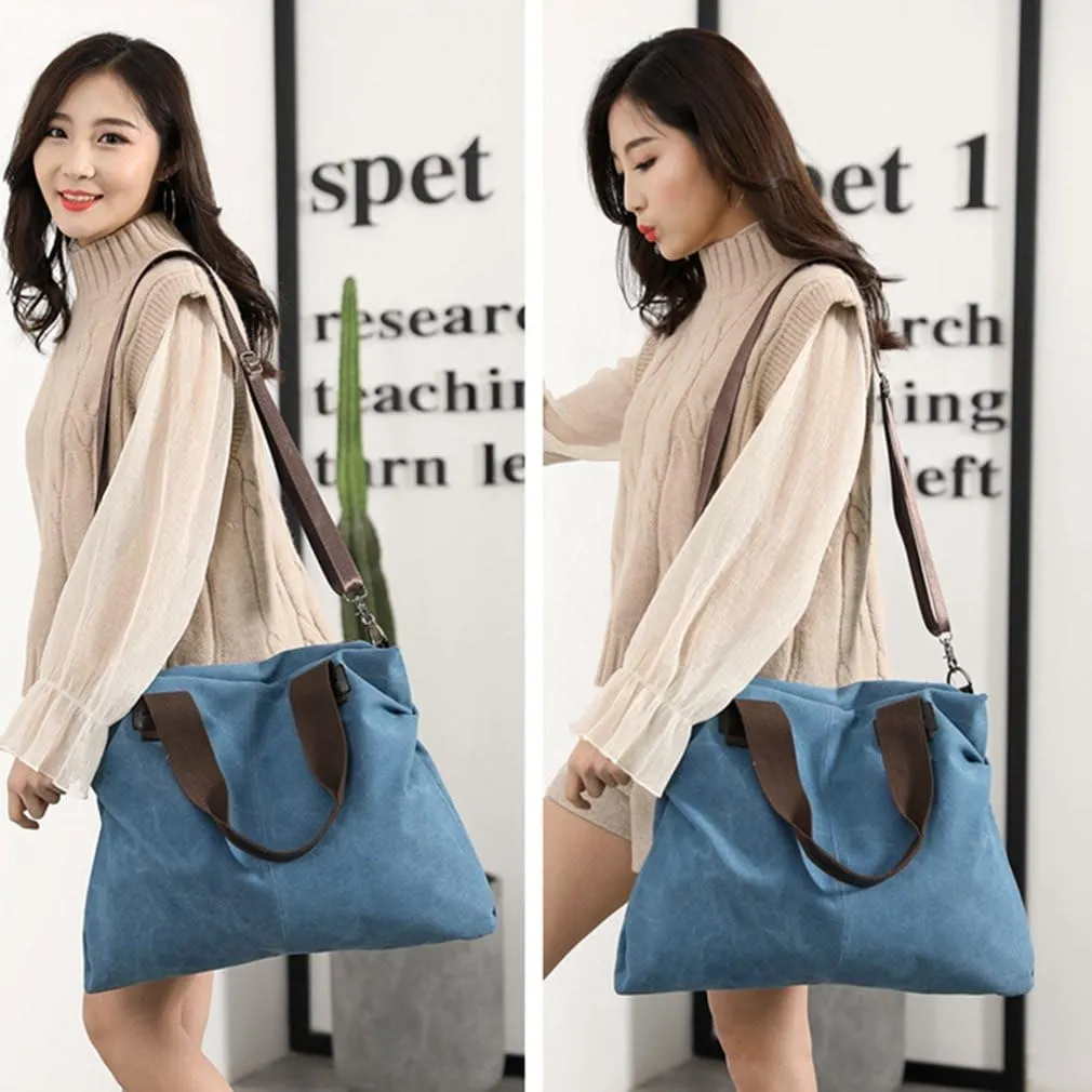 Sunshinejing Women's Canvas Tote Bag Shoulder Crossbody Purses Work Travel Handbag Hobo Bag