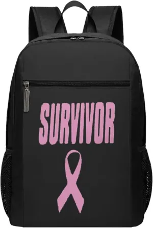 Survivor Breast Cancer Awareness Travel Laptop Backpack, Business Anti Theft Slim Sturdy Laptops Backpacks, College Computer Bag Gift for Men & Women Fits 17 Inch Notebook,Black