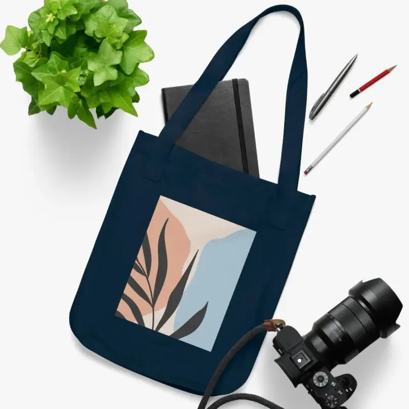 Sustainable Canvas Tote Bag with Abstract Leaves