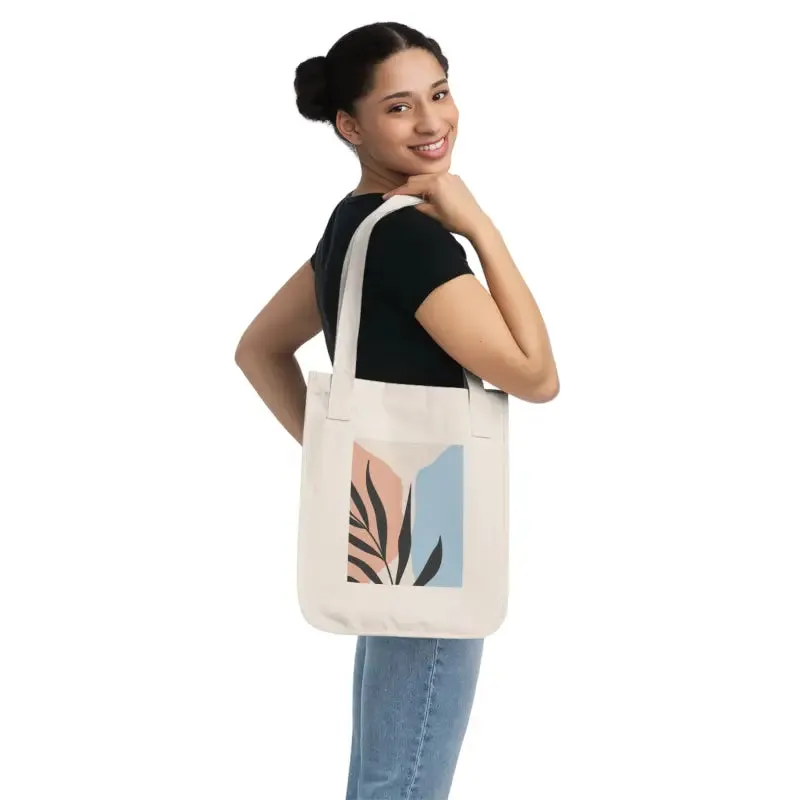 Sustainable Canvas Tote Bag with Abstract Leaves