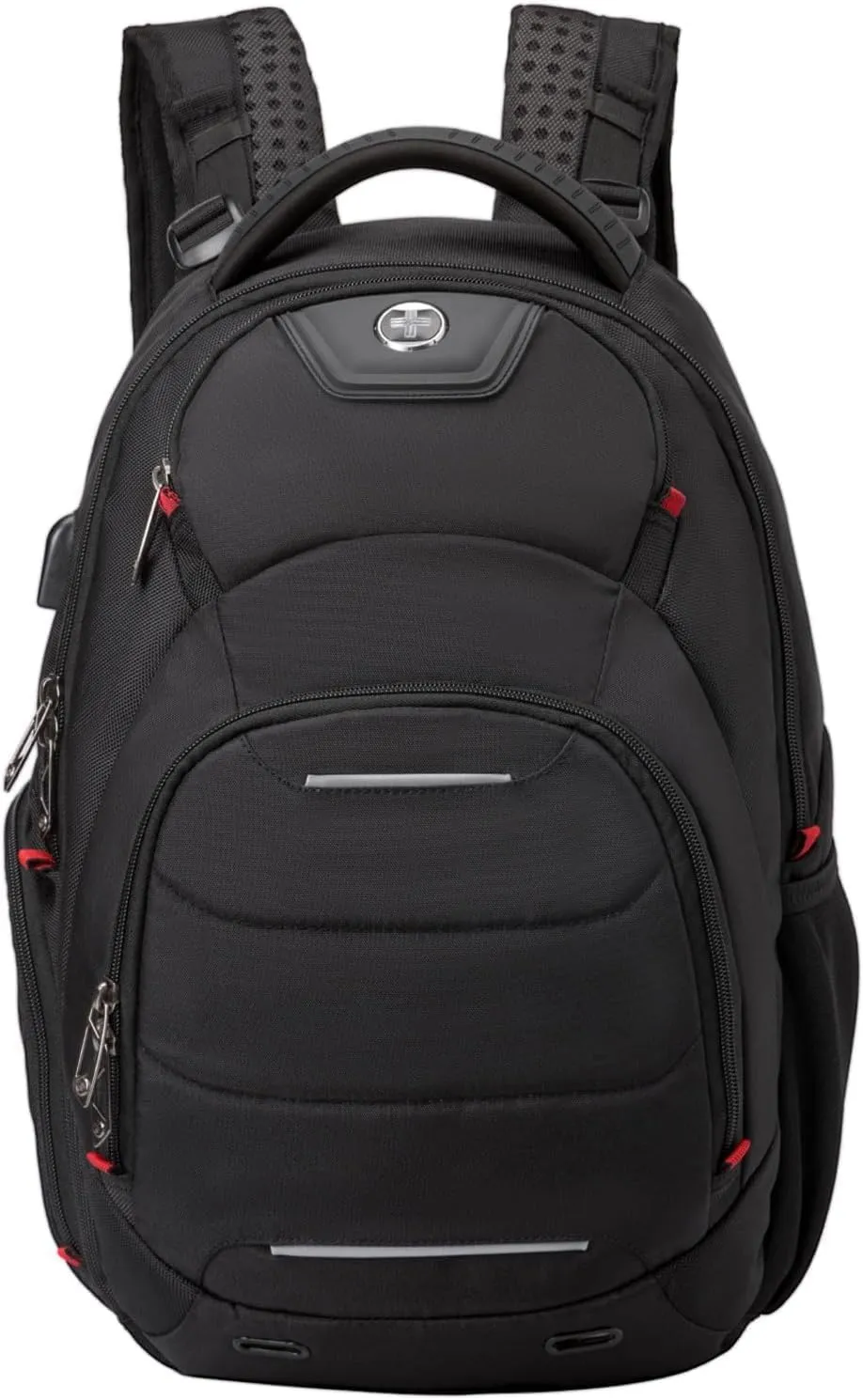 Swissdigital Design Travel Laptop Backpack, Business Sturdy Laptops Backpack for Work, with Massage Function, USB Charging Port, Computer Bag Gift for Men & Women Fits 15.6 Inch Notebook