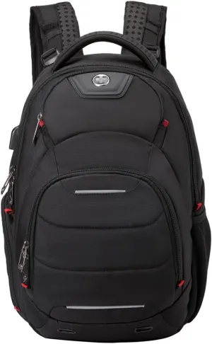 Swissdigital Design Travel Laptop Backpack, Business Sturdy Laptops Backpack for Work, with Massage Function, USB Charging Port, Computer Bag Gift for Men & Women Fits 15.6 Inch Notebook