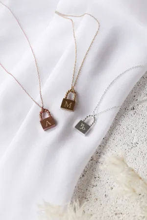 Sylvie - Stainless Steel Engraved Padlock Necklace