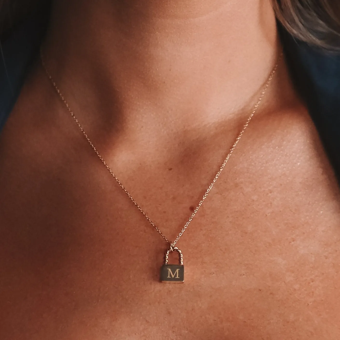 Sylvie - Stainless Steel Engraved Padlock Necklace