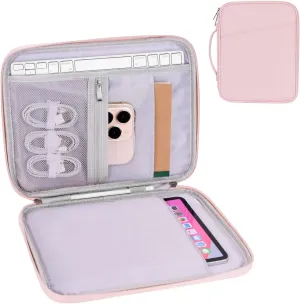 Tablet Bag for Women, Padded Carrying Sleeve Case for iPad Pro 12.9 M2/M1/2018-2020, Surface Pro 9/8/X, 12.4” Galaxy Tab S9 /S8  (PU-Pink12.9)