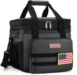 Tactical Lunch Box for Men- Large Insulated Lunch Bag-Expandable Adult Lunch Box with Adjustable Shoulder Strap-Large Lunch Tote Bag for Work Camping Fishing (Black)
