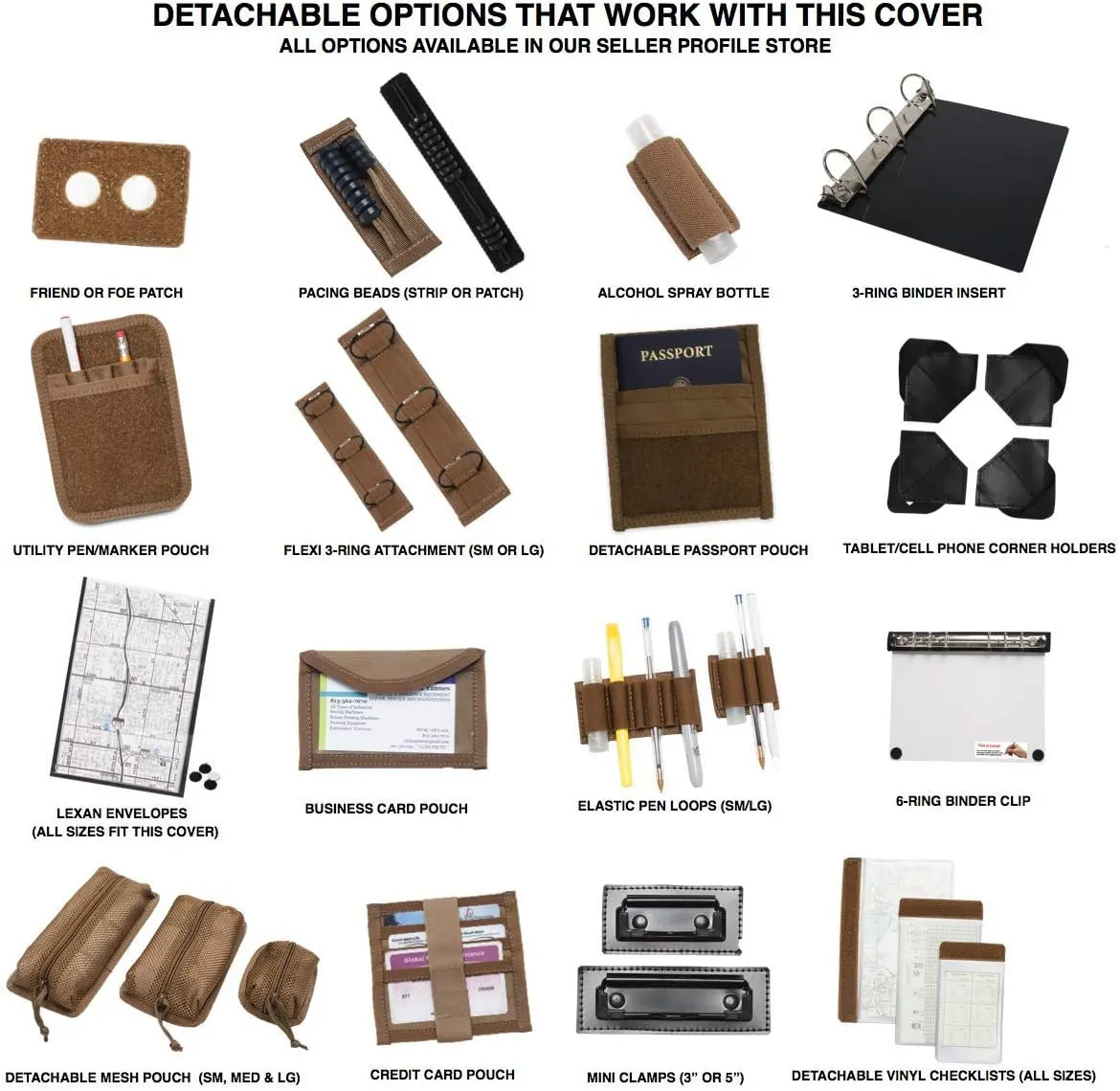 TACTICAL NOTEBOOK COVERS Tactical 3-Ring Binder Cover System | Zippered Padfolio Organizer Bag with Leather Handle | Fits 1.5” to 2” Binders | Durable Field Use Organizer (Coyote Brown)