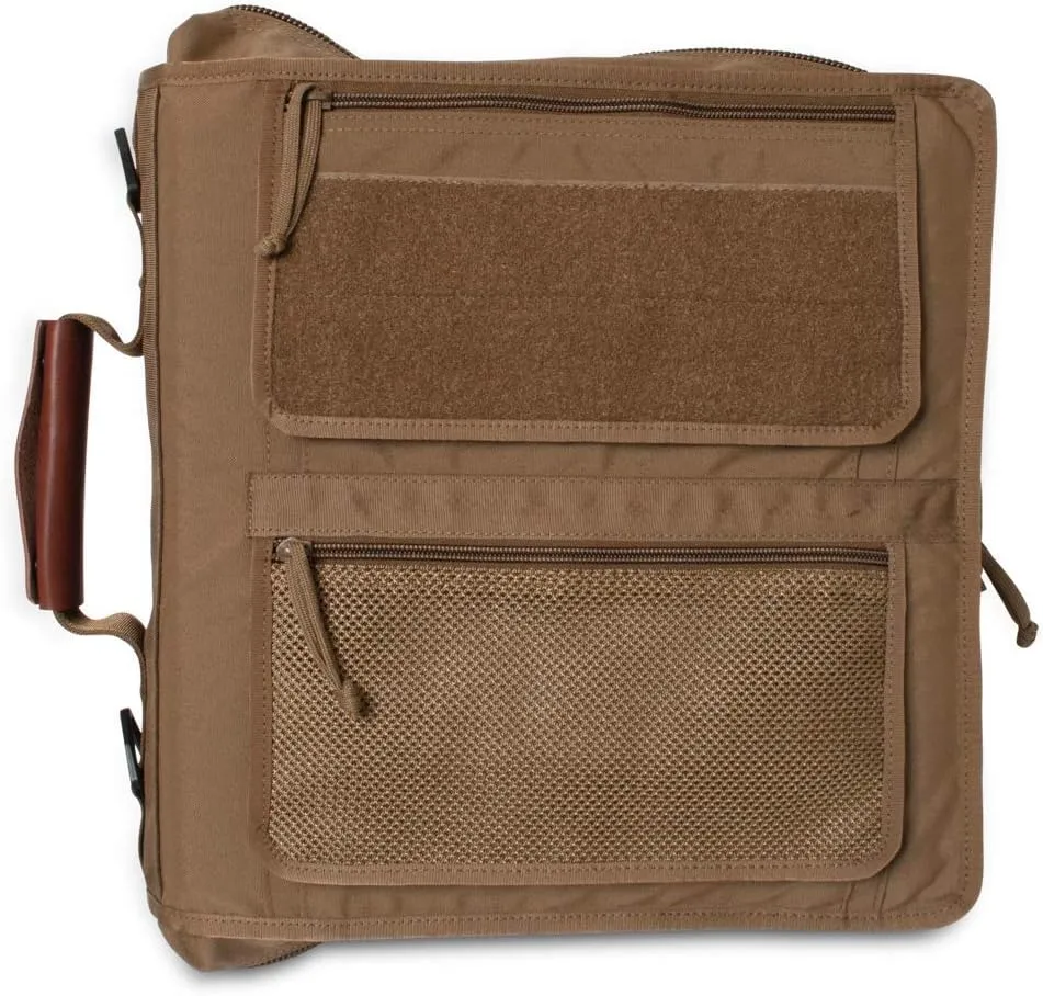 TACTICAL NOTEBOOK COVERS Tactical 3-Ring Binder Cover System | Zippered Padfolio Organizer Bag with Leather Handle | Fits 1.5” to 2” Binders | Durable Field Use Organizer (Coyote Brown)