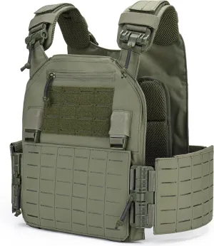 Tactical Quick Release Vest for Men, Fully Adjustable Plate Carriers Vest with Breathable 3D Mesh Liner