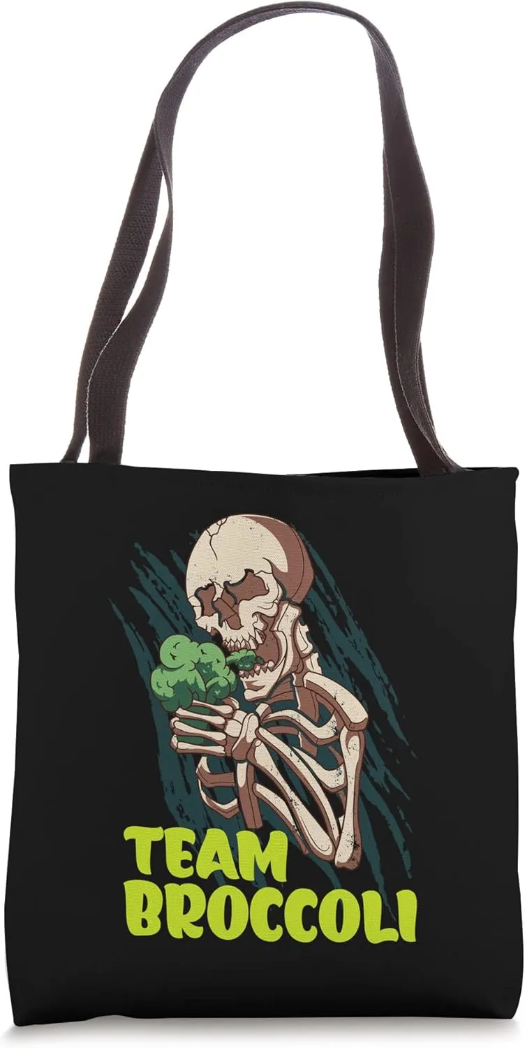 Team Broccoli Broccoli Vegetables Eat Snack Diet Skeleton Tote Bag