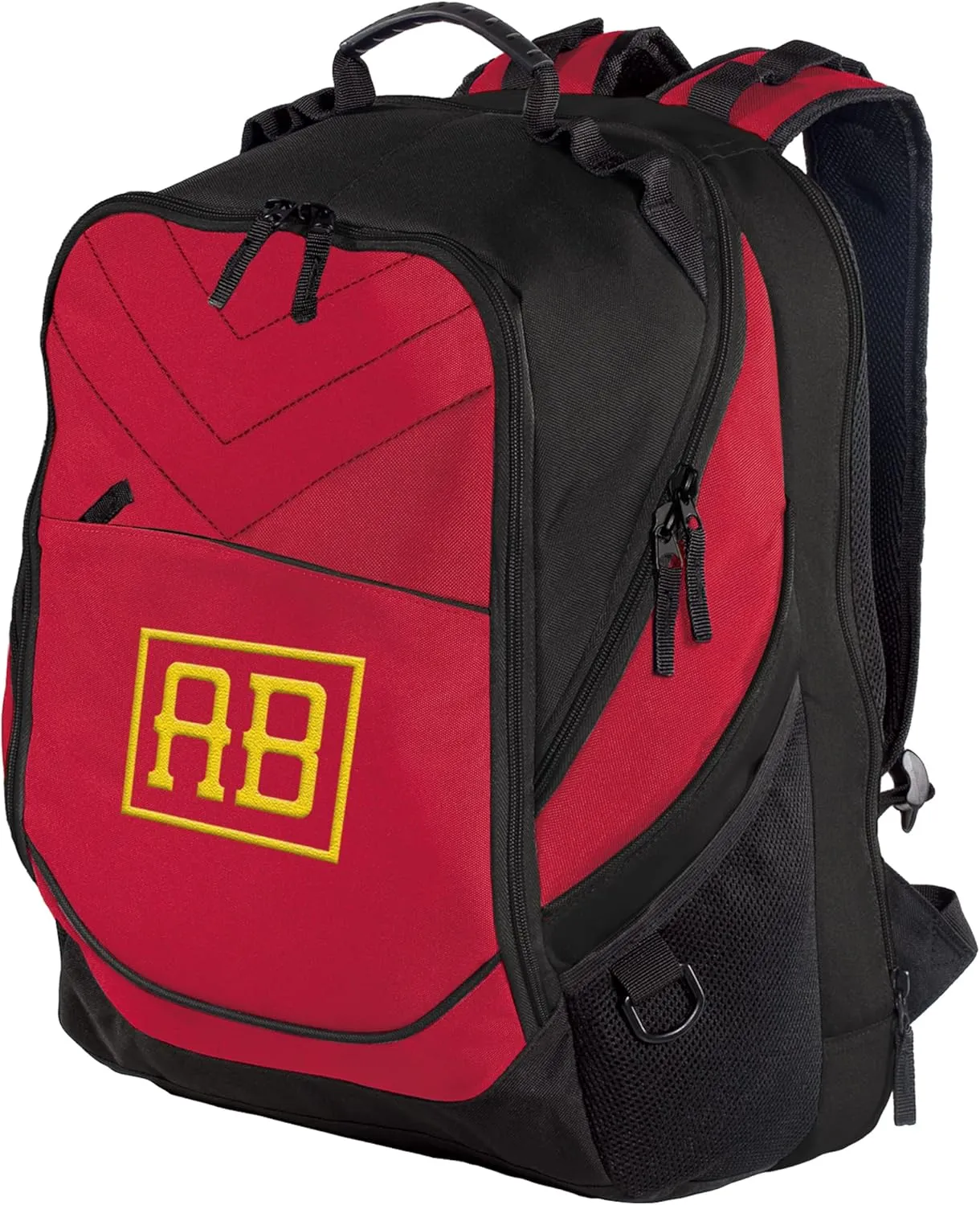 TEEAMORE Custom Travel Laptop Backpack Add Your Embroidered Monogram Computer Water Resistant Bag Chili Red Black