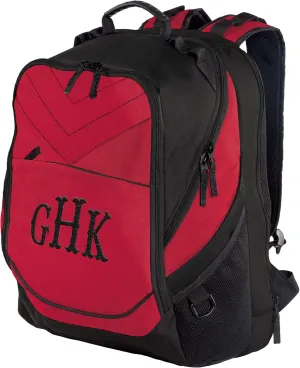 TEEAMORE Custom Travel Laptop Backpack Add Your Embroidered Monogram Computer Water Resistant Bag Chili Red Black