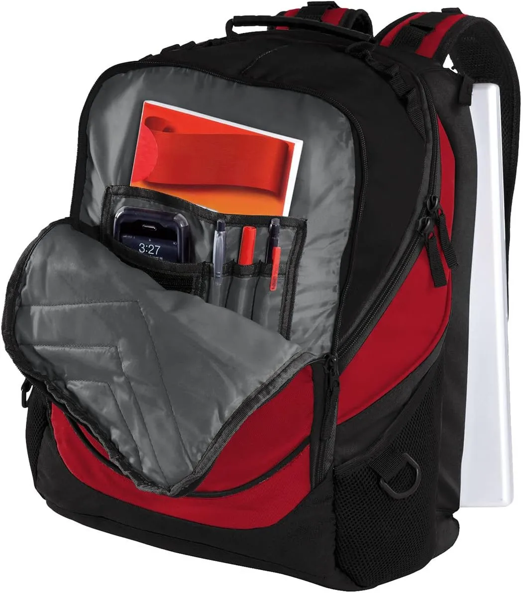 TEEAMORE Custom Travel Laptop Backpack Add Your Embroidered Monogram Computer Water Resistant Bag Chili Red Black