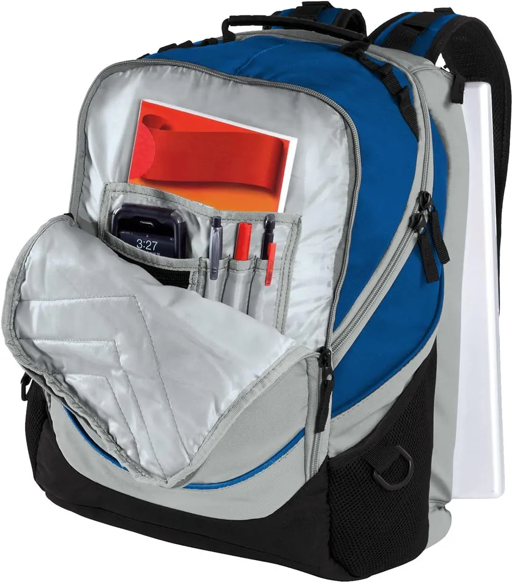 TEEAMORE Custom Travel Laptop Backpack Add Your Embroidered Monogram Computer Water Resistant Bag Royal Grey Black