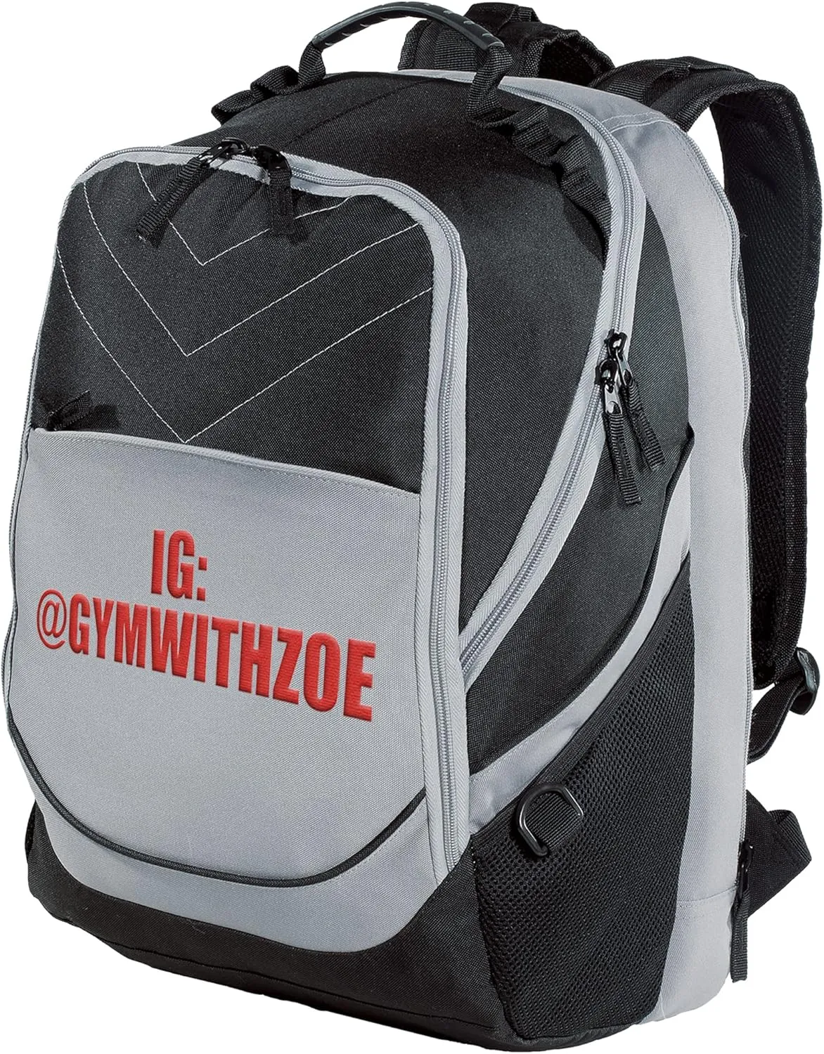 TEEAMORE Custom Travel Laptop Backpack Add Your Embroidered Text Computer Water Resistant Bag Black Grey